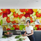 wallpaper of apples in red and green colors for the kitchen