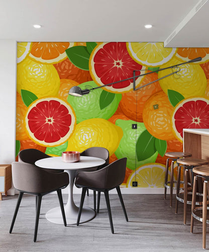 wallpaper with a combination of red, green, and yellow lemons