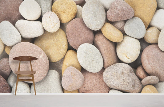 Neutral Pebble Pattern Mural Wallpaper