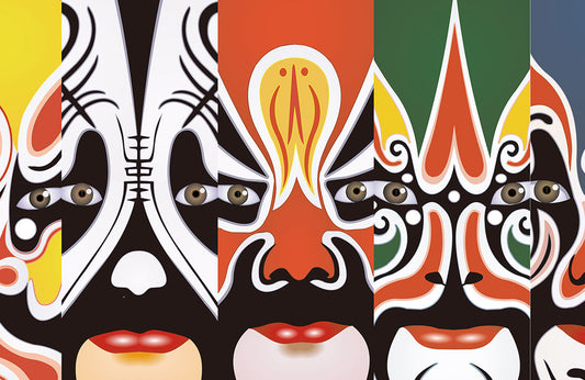 Abstract Chinese Opera Face Art Mural Wallpaper