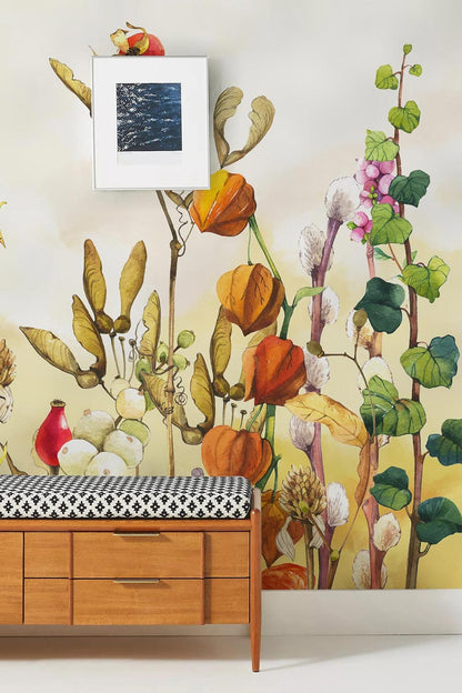 custom colorful cotton bushes wallpaper mural for home decor