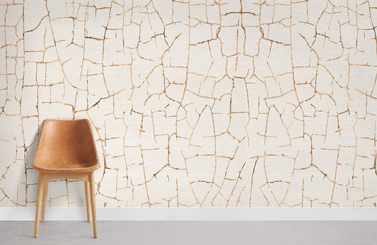 Beige Crackled Abstract Mural Wallpaper