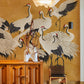 Gold Japanese Crane Bird Mural Wallpaper