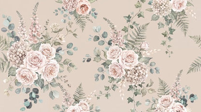 Beige Rose Bouquet Garden Wallpaper Mural - 6