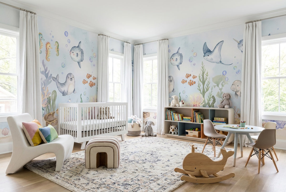 Aqua Sea Life Wallpaper Mural view 8