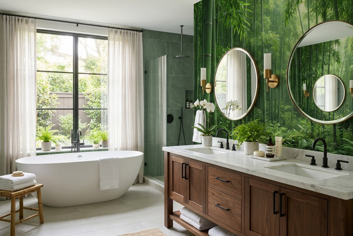 Bamboo Forest Light Green Wallpaper Mural - image 4