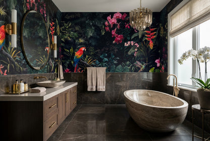 Gothic Plum Dark Jungle Wallpaper Mural room setting