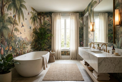 Gold Bird Vintage Jungle Wallpaper Mural