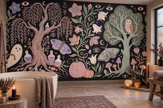 Enchanted Ghosts and Owls Halloween Wallpaper Mural - image 1