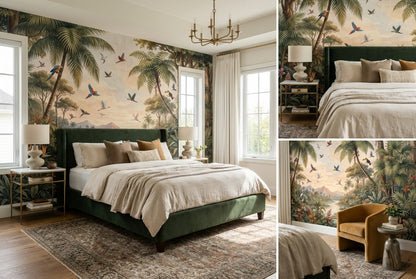 Gold Bird Vintage Jungle Wallpaper Mural