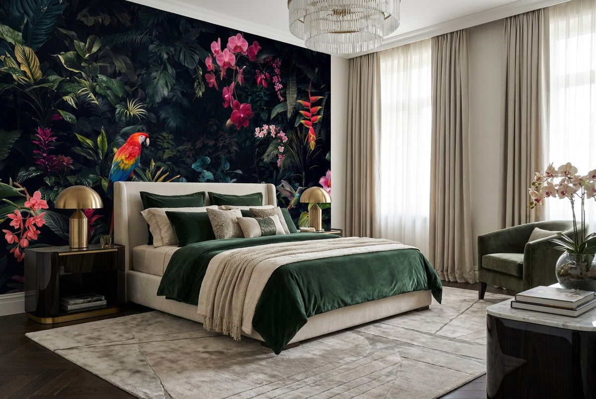 Gothic Plum Dark Jungle Wallpaper Mural room setting