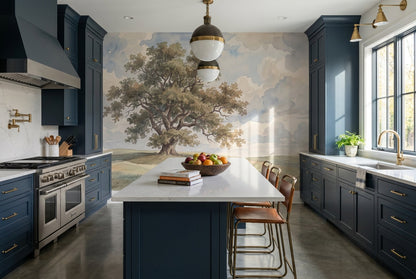 Beige Oak Tree Countryside Wallpaper Mural - 5