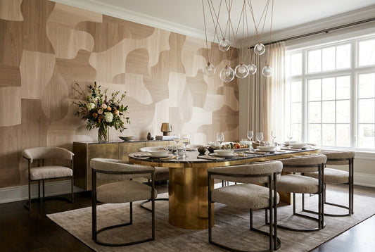 Beige Blocks Wallpaper Mural room scene