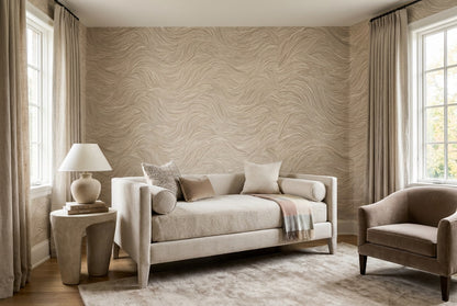 Beige Swirl Wallpaper Mural view 7