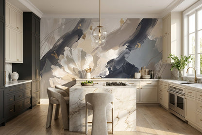 Blue Floral Wallpaper Mural view 5