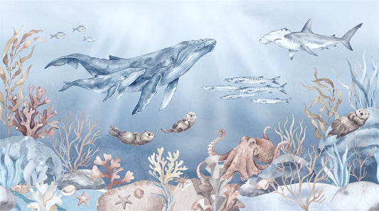 Blue Whale Reef Wallpaper Mural artwork