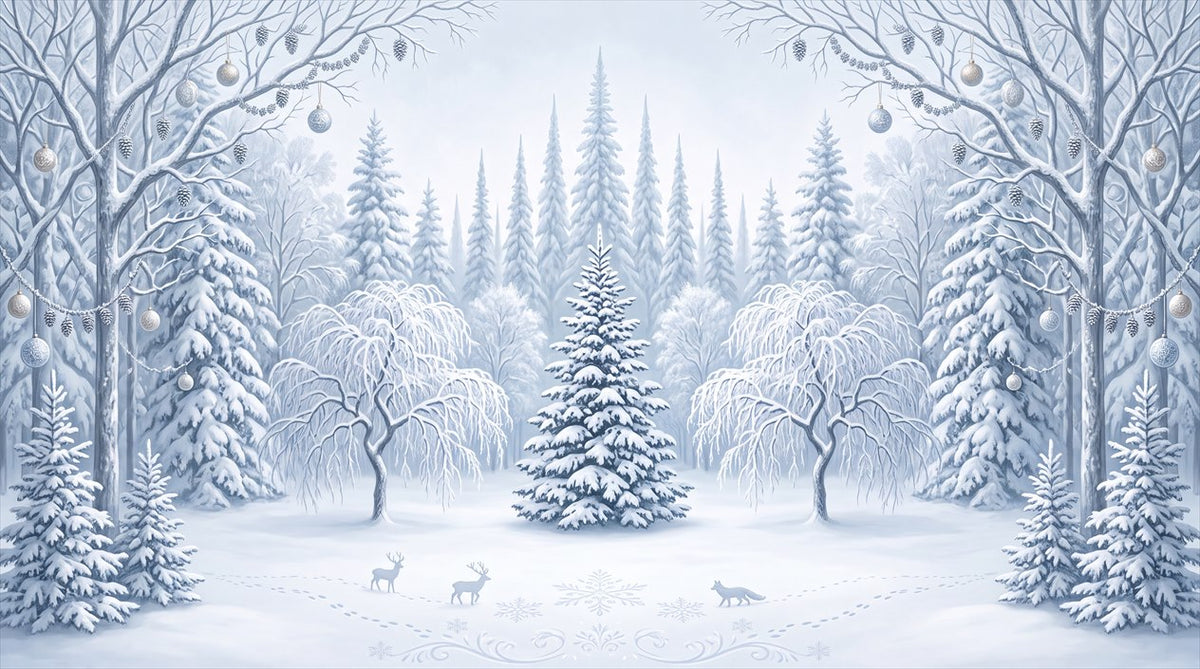 Blue Deer Winter Forest Wallpaper Mural