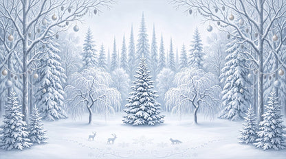 Blue Deer Winter Forest Wallpaper Mural
