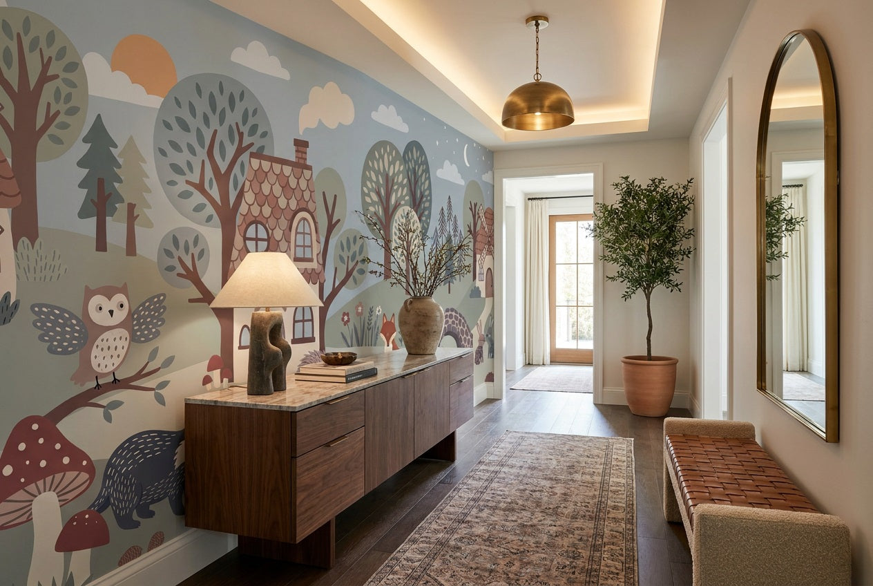 Blue Woodland Wallpaper Mural view 4
