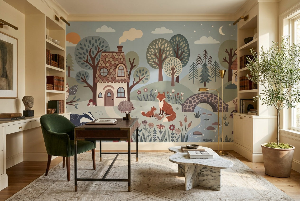 Blue Woodland Wallpaper Mural view 5