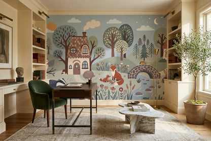 Blue Woodland Wallpaper Mural view 5