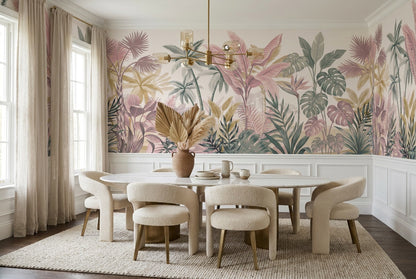 Blush Leaves Wallpaper Mural room scene