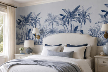 Blue Tropical Plants Wallpaper Mural