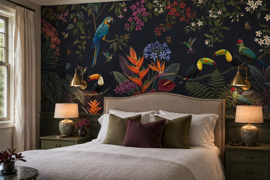 Lush Toucans Parrots and Orchids Wallpaper Mural - image 1