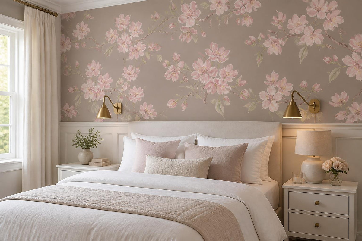 Gentle Pink Blossom Branches Wallpaper Mural - image 1