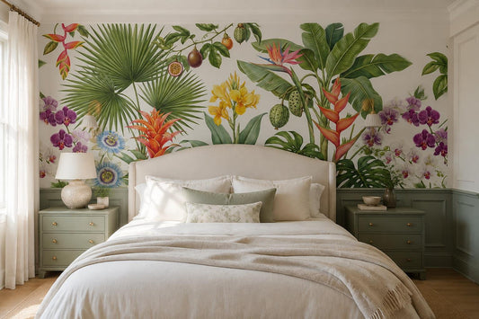 Bright Tropical Flowers and Fruit Wallpaper Mural - image 1