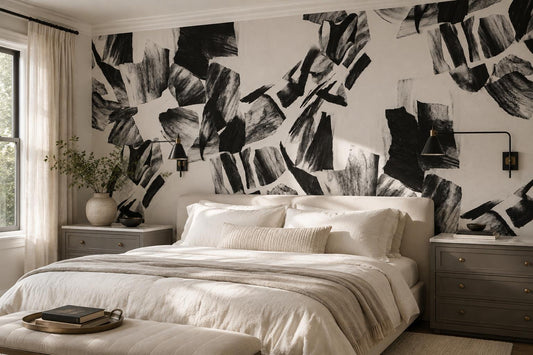 Dramatic Black Brush Collage Wallpaper Mural - image 1