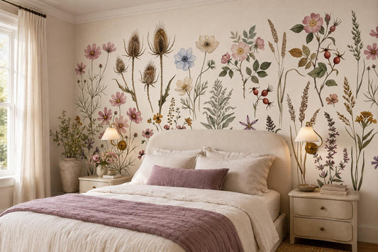Natural Antique Wildflower Specimens Wallpaper Mural - image 1