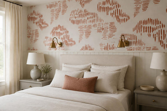 Warm Terracotta Dash Marks Wallpaper Mural - image 1