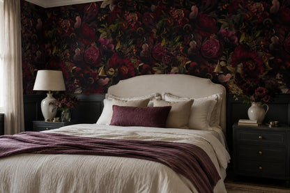 Dramatic Dark Roses and Foliage Wallpaper Mural - image 1