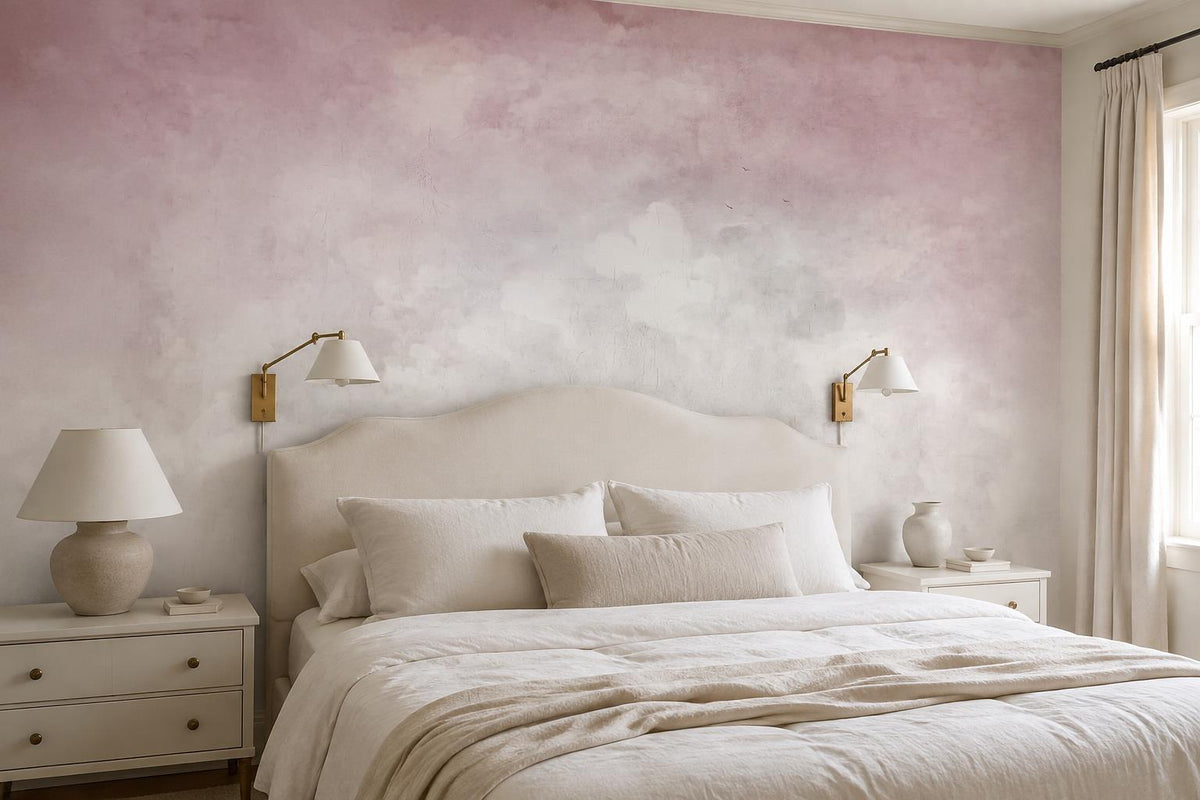 Misty Pink Clouds Wallpaper Mural - room scene