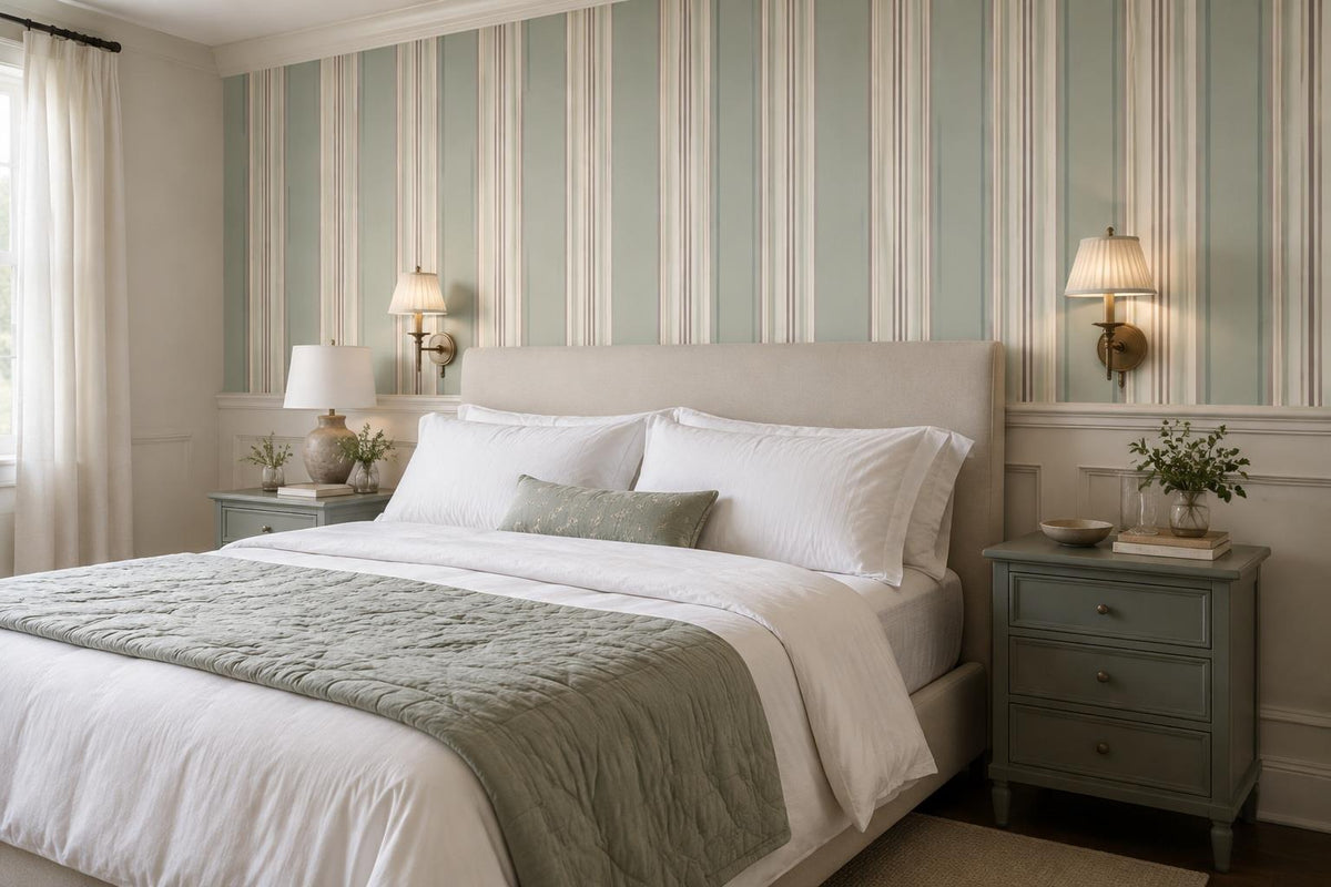 Quiet Muted Vertical Stripes Wallpaper Mural - image 1