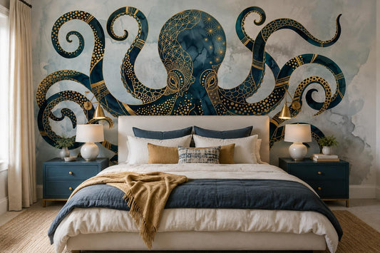 Dramatic Ornate Octopus Wallpaper Mural - image 1