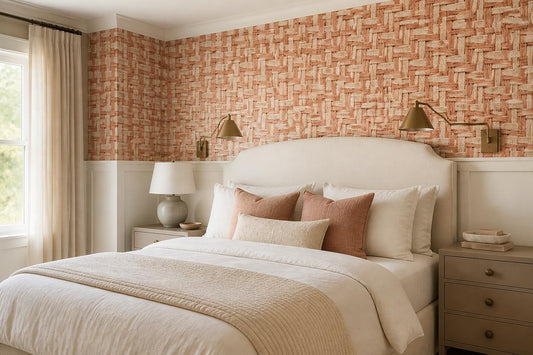 Warm Terracotta Basket Weave Wallpaper Mural - image 1