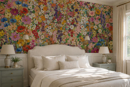 Joyful Multicolour Flower Meadow Wallpaper Mural - image 1