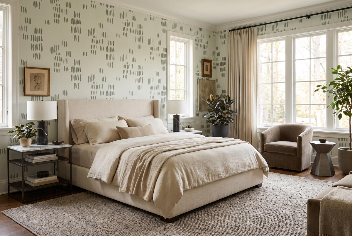 Calm Sage Dash Marks Wallpaper Mural - image 1