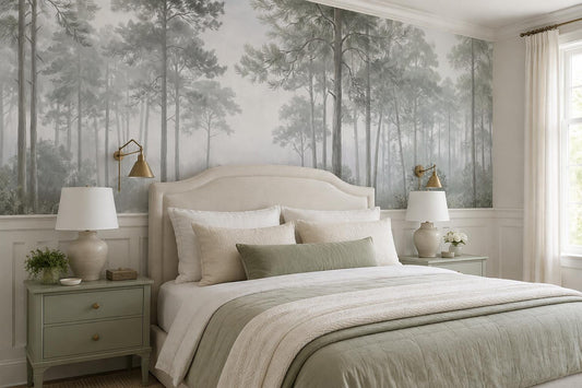 Serene Misty Pine Forest Wallpaper Mural - image 1