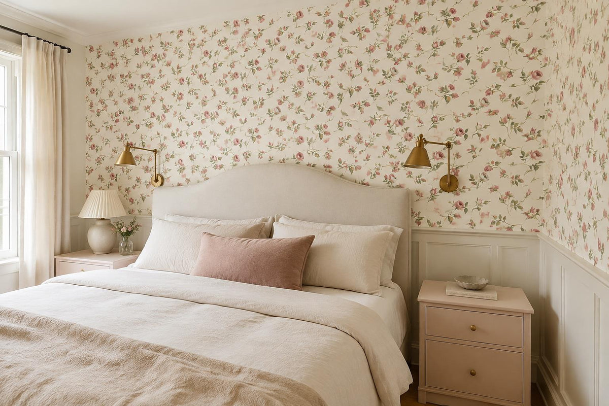 Charming Tiny Rose Sprigs Wallpaper Mural - image 1