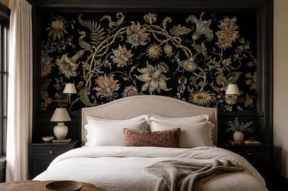 Dramatic Ornate Fantasy Flowers Wallpaper Mural - image 1