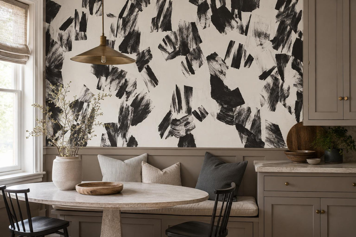 Dramatic Black Brush Collage Wallpaper Mural - image 3