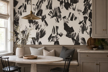 Dramatic Black Brush Collage Wallpaper Mural - image 3