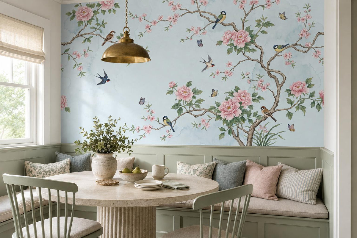 Airy Blossom Branches Birds and Butterflies Wallpaper Mural - image 1