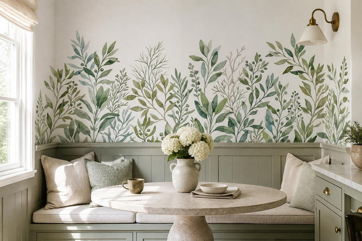 Fresh Green Leafy Border Wallpaper Mural - image 3