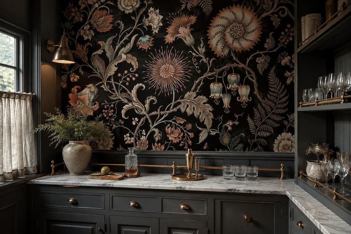 Rich Ornate Botanical Blooms Wallpaper Mural - image 1