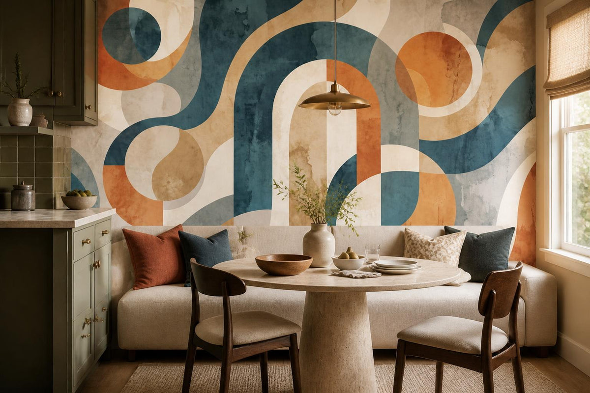 Warm Retro Abstract Arches Wallpaper Mural - image 3