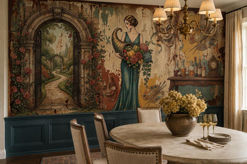 Art Nouveau Woman Artist Studio Wallpaper Mural